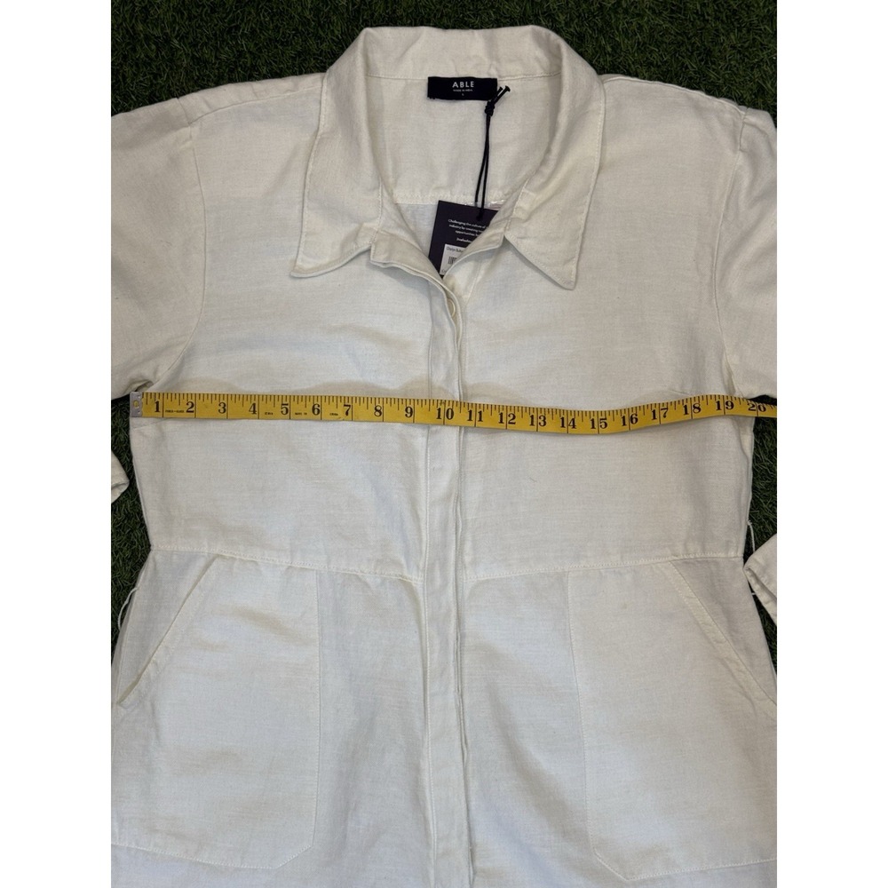 Able Charlyn Jumpsuit Women Large Cream Antique White Button Down One Piece NWT - Picture 14 of 16